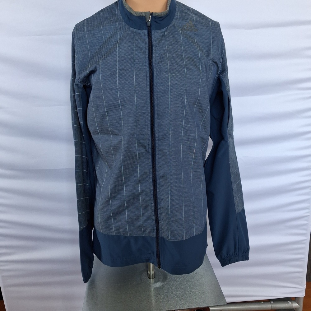 Adidas Golf Mens Blue Pinstripe Full Zip Windbreaker Jacket Size L